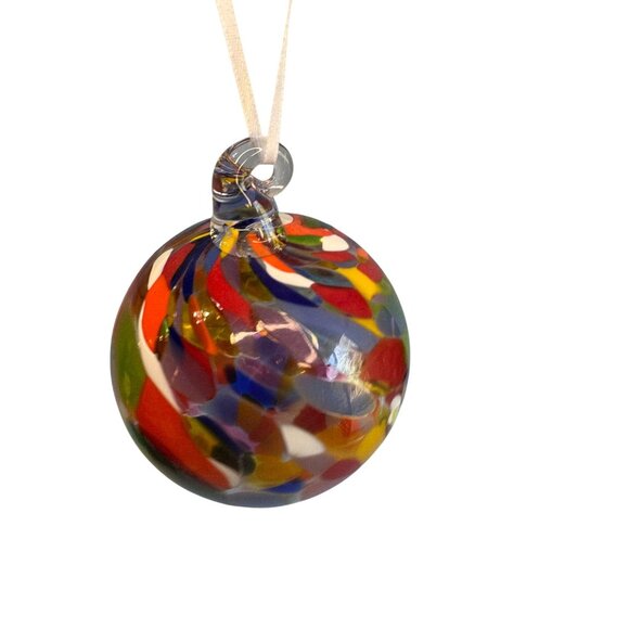Art Glass Friendship Witch Spirit Ball Ornament Vibrant Multicolor 3½ - Picture 3 of 6
